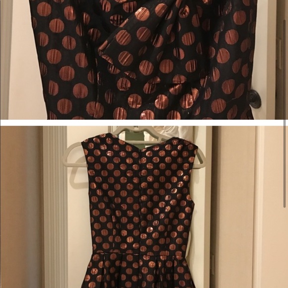 Anthropologie metallic cocktail dress with gold polka dot size 8 - Picture 2 of 4